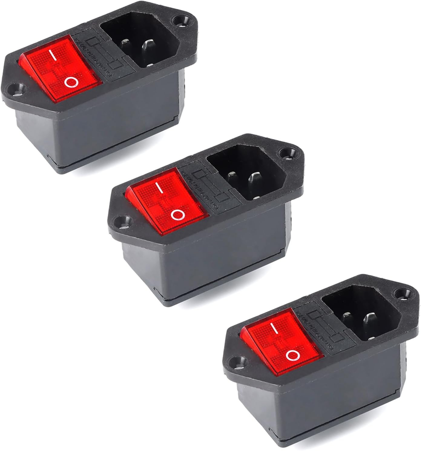 3Pcs AC-14-F16C Electrical Switch Power Socket with KCD4 10A Fuse 3 in 1 Integra