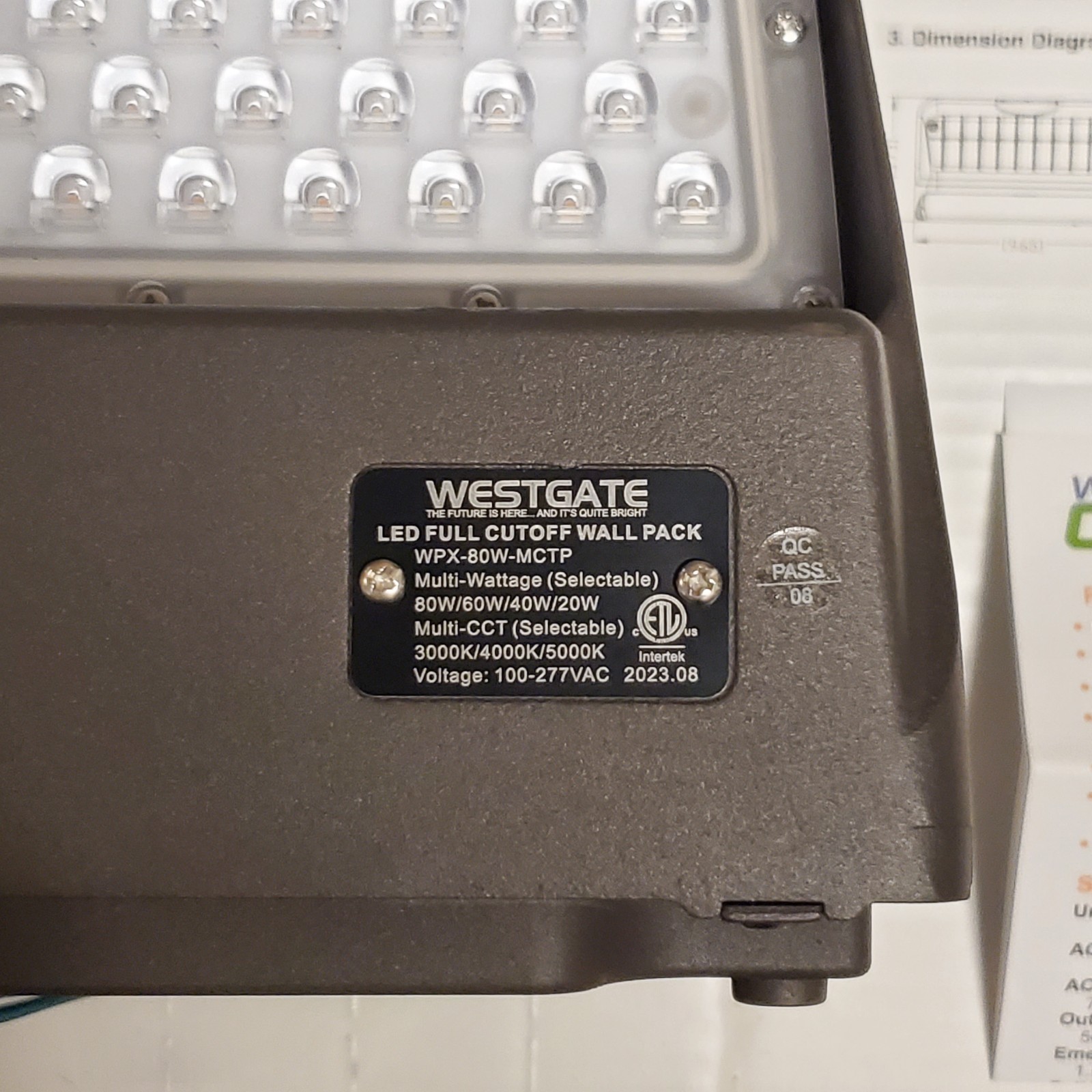 Westgate 20/40/60/80W Exterior IP65 LED Light Wall Pack 10K Lumen Adj Color Temp