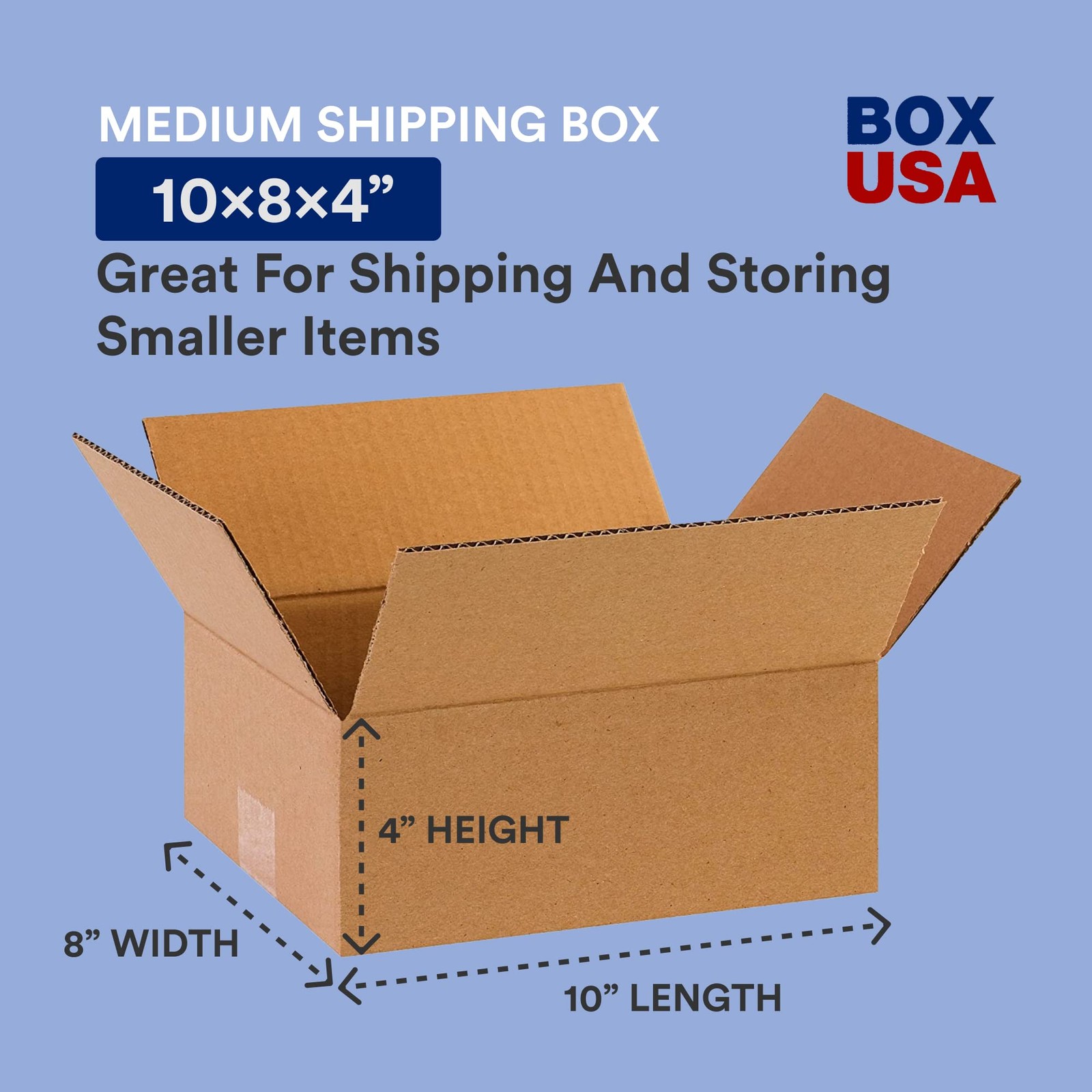 BOX USA Shipping Boxes 10″L x 8″W x 4″H 25-Pack – Flat 10 x 8 x 4, Brown