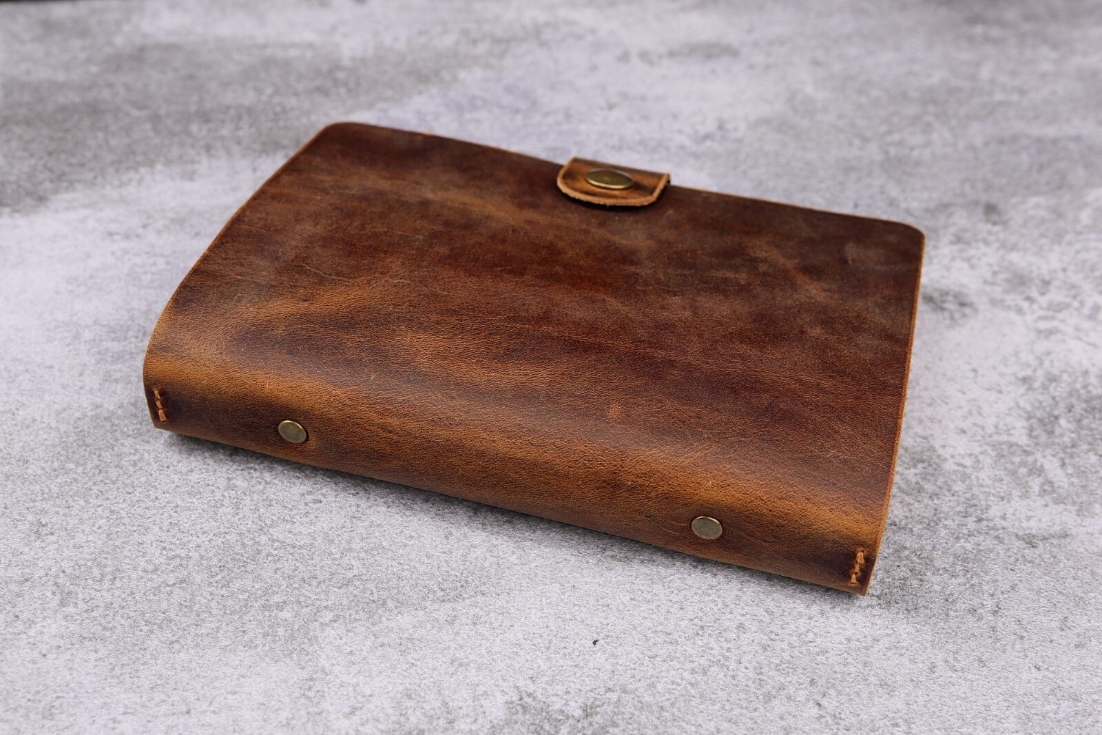 Personalized rustic leather 6 ring A6 journal diary cover with pen holder
