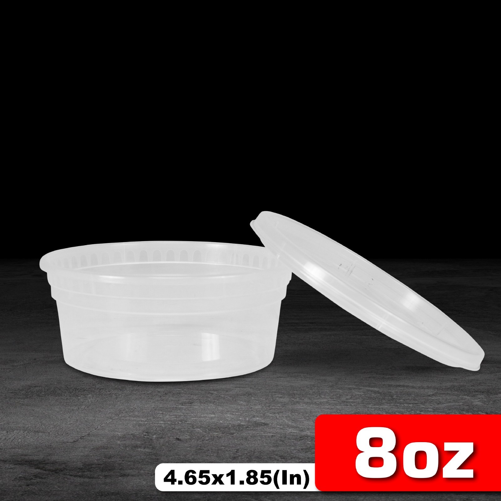 Round Plastic Food Containers with Lids 8oz Small Food Storage Side Dish Bowls