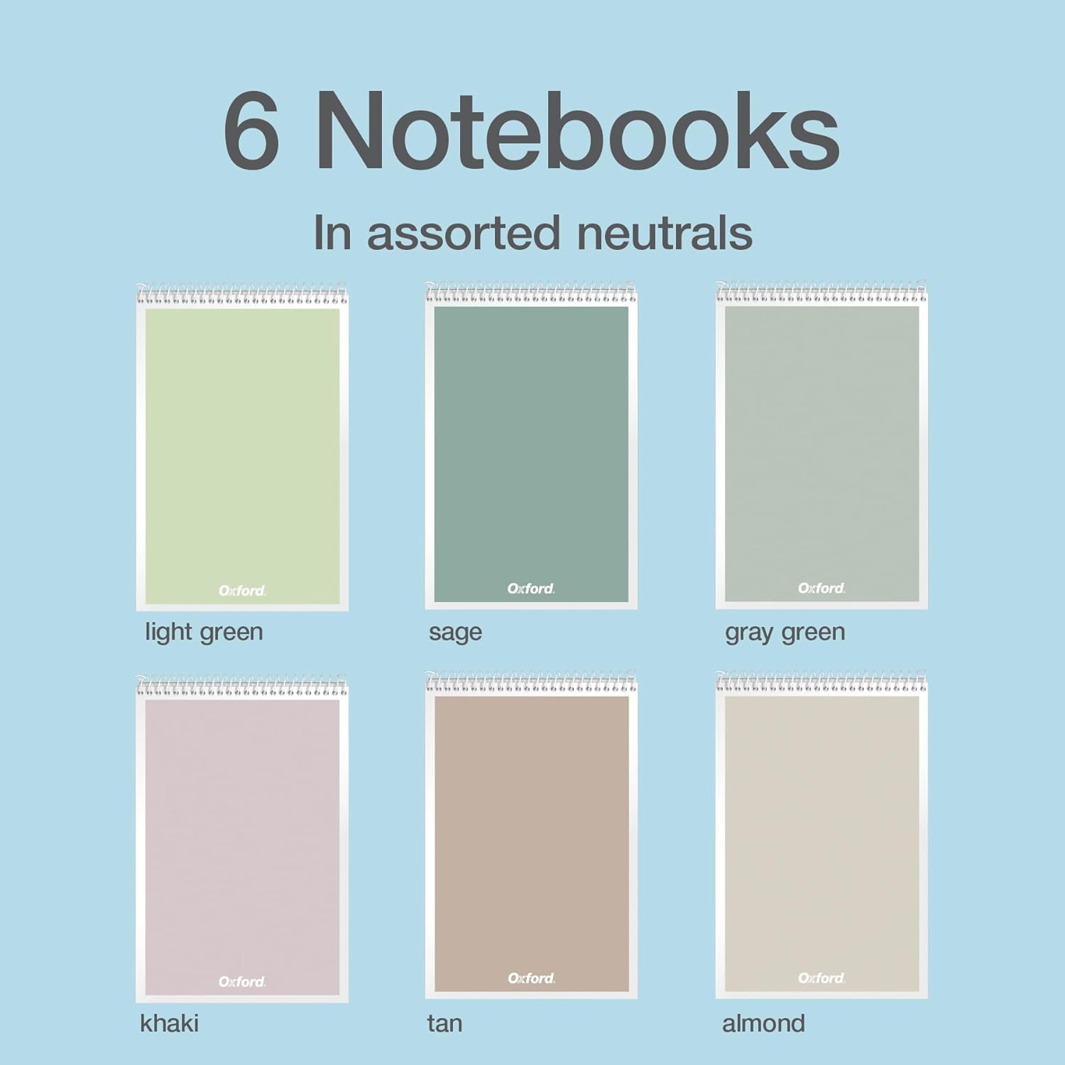 Oxford Steno Spiral Notebooks, Top Bound Steno Pads, 6X9 Inches, Gregg Ruled for