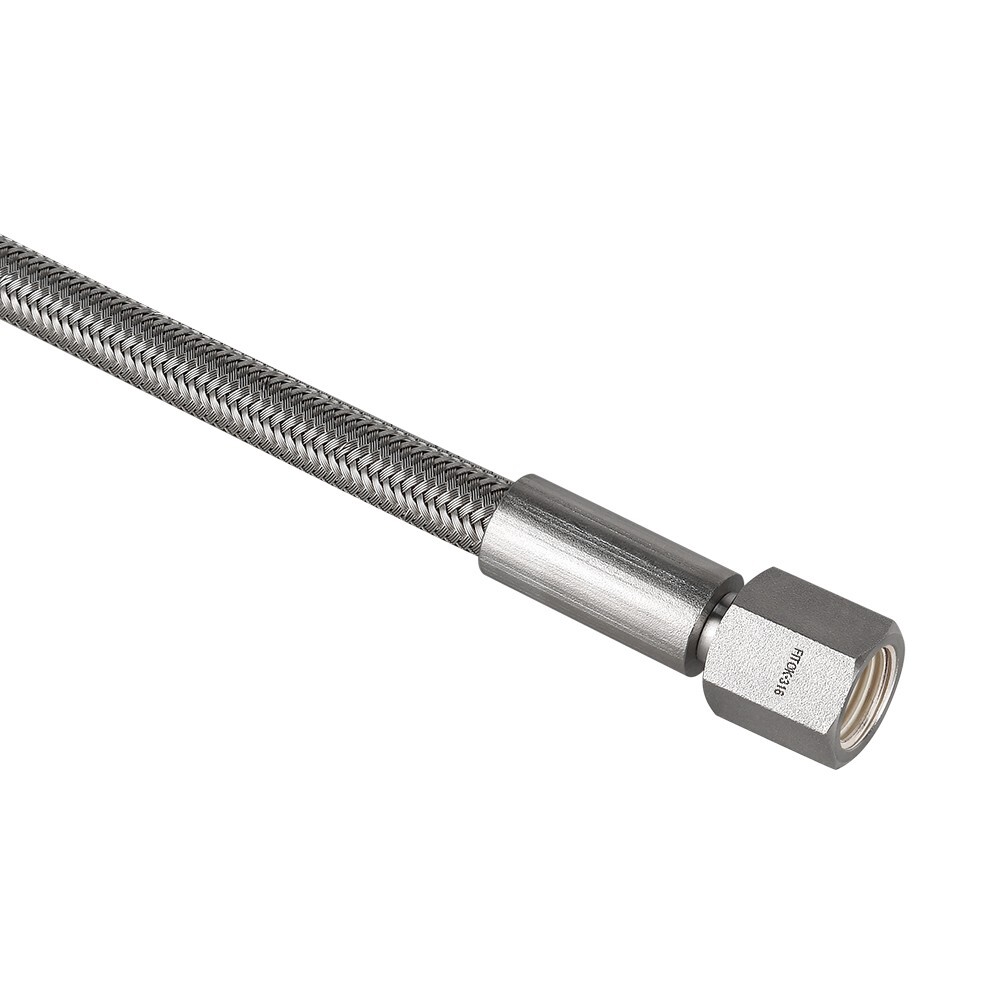 FITOK PTFE-Lined SS Braided Hose 1/4 in Female JIC 37° Flare Swivel 72 in Long