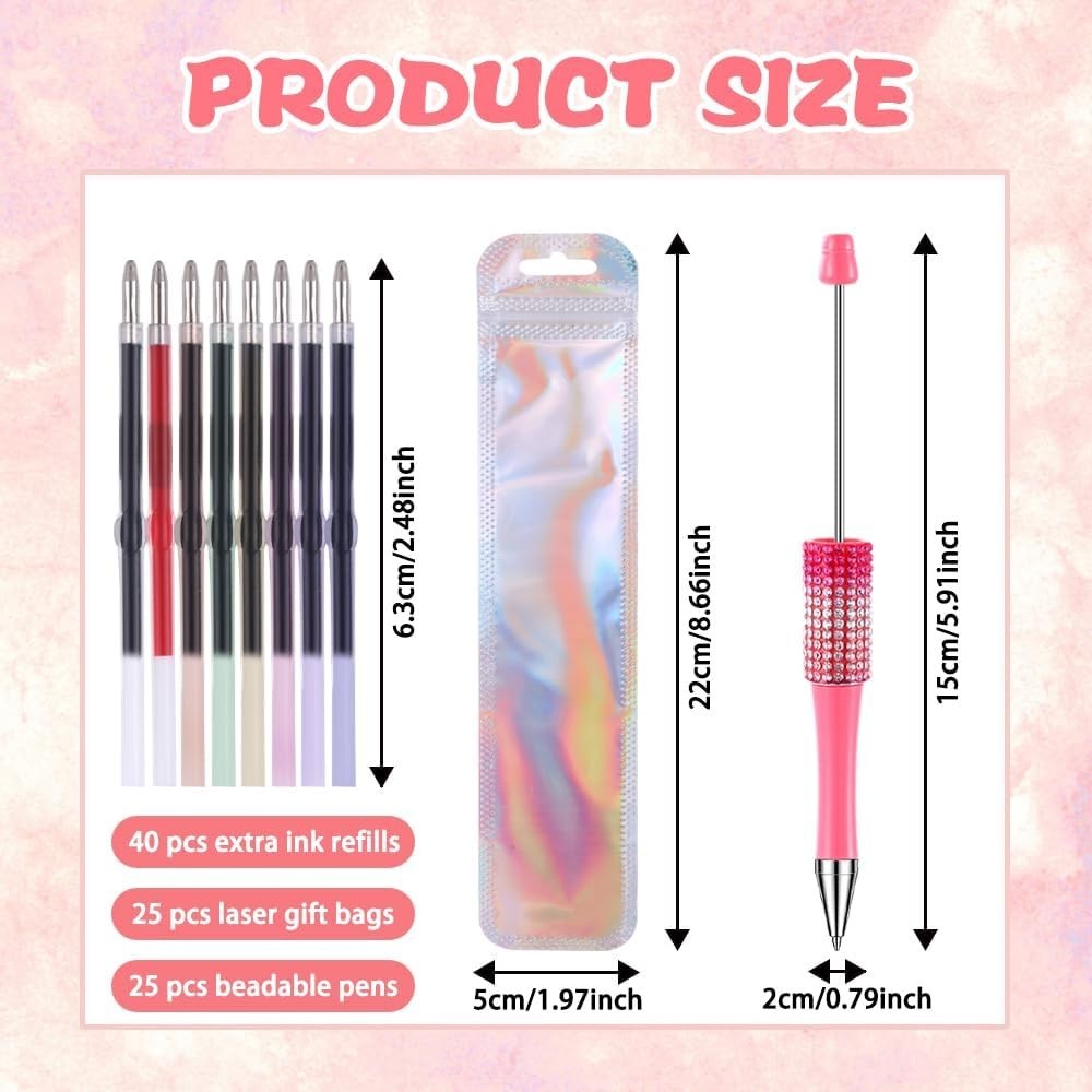 Vellibring 150 Pcs DIY Beadable Pen Kit Multicolor Bulk Ballpoint DIY Craftin…