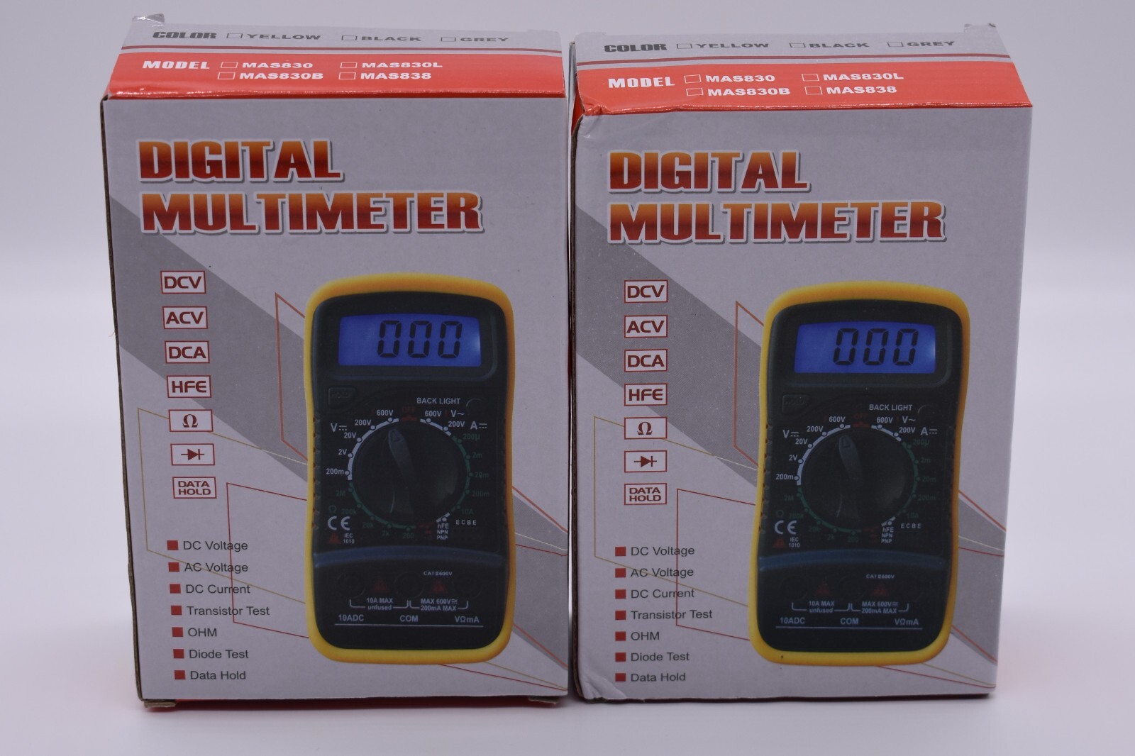 Digital Multimeter XL830L, AC DC Voltmeter Ohmmeter Voltage Tester – 2 Pack