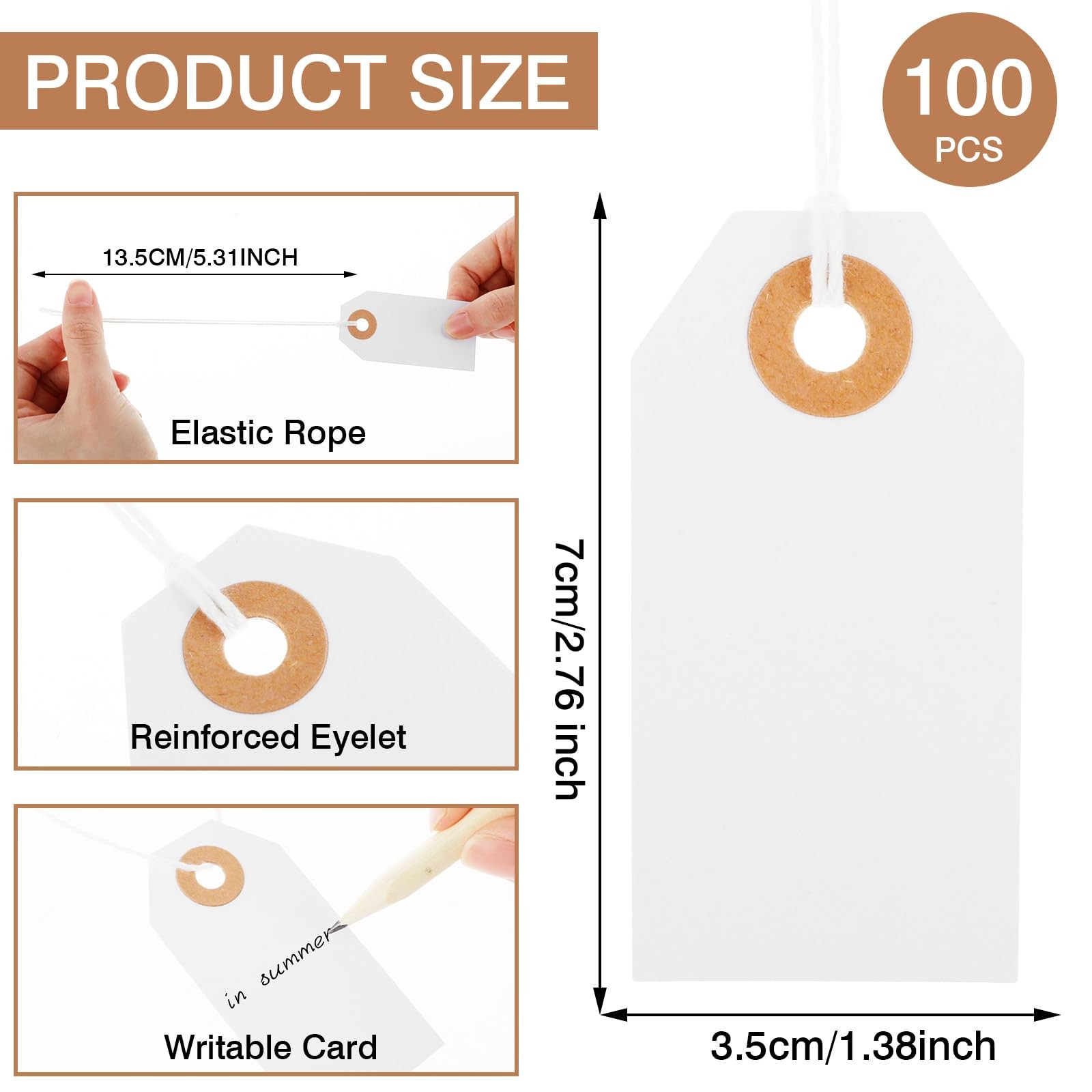 100 Pcs White Price Tags With String Attached – Large Paper Tags for Pricing,…