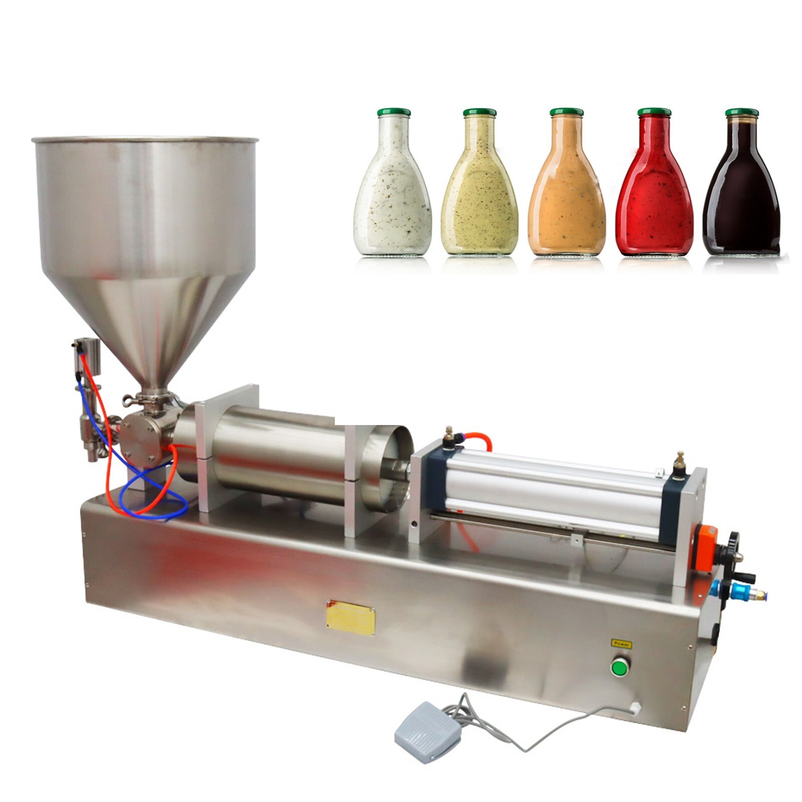 Pneumatic Liquid&Paste Cream Filling Machine 1 Nozzle 1000-5000ml Piston Filler