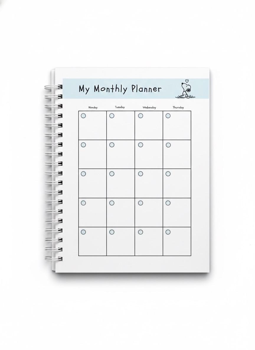 Daily planner Cute Personalized Peanuts, Snoopy-Inspired Hardcover Journal,