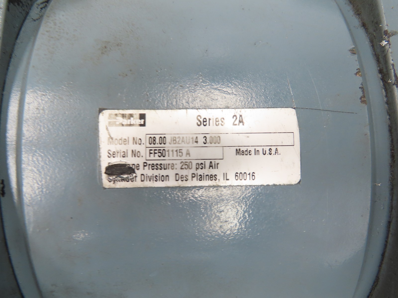 Parker 08.00 JB2AU14 3.000 Pneumatic Air Cylinder 8″ Bore 3″ Stroke 250PSI