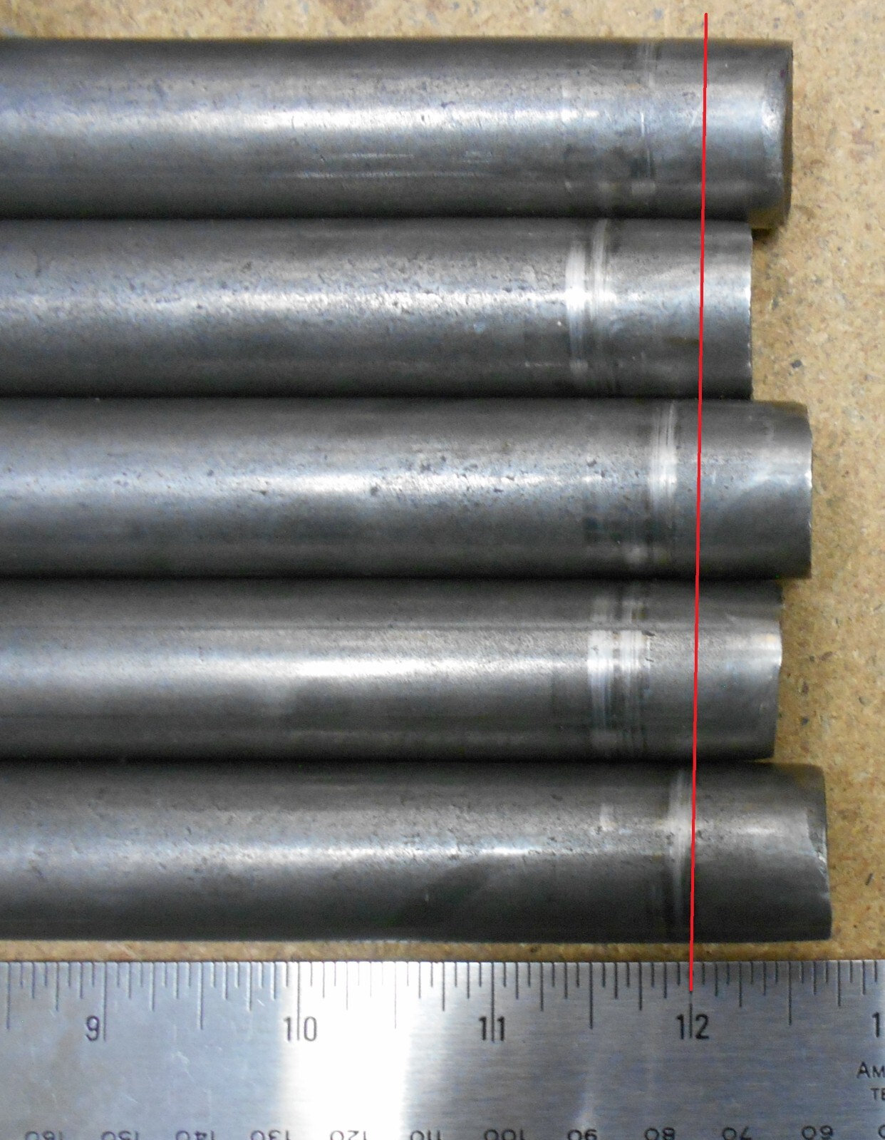 (5) pieces 12L14 SOLID Carbon Steel CF round stock 7/8″ (0.875) 12″ RND -cutoffs