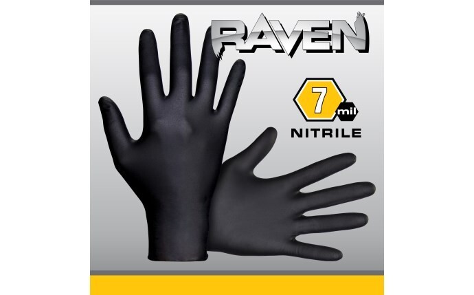 SAS Safety Raven Black Nitrile Exam Grade Gloves, 7 mil Thick, 1000/Cs