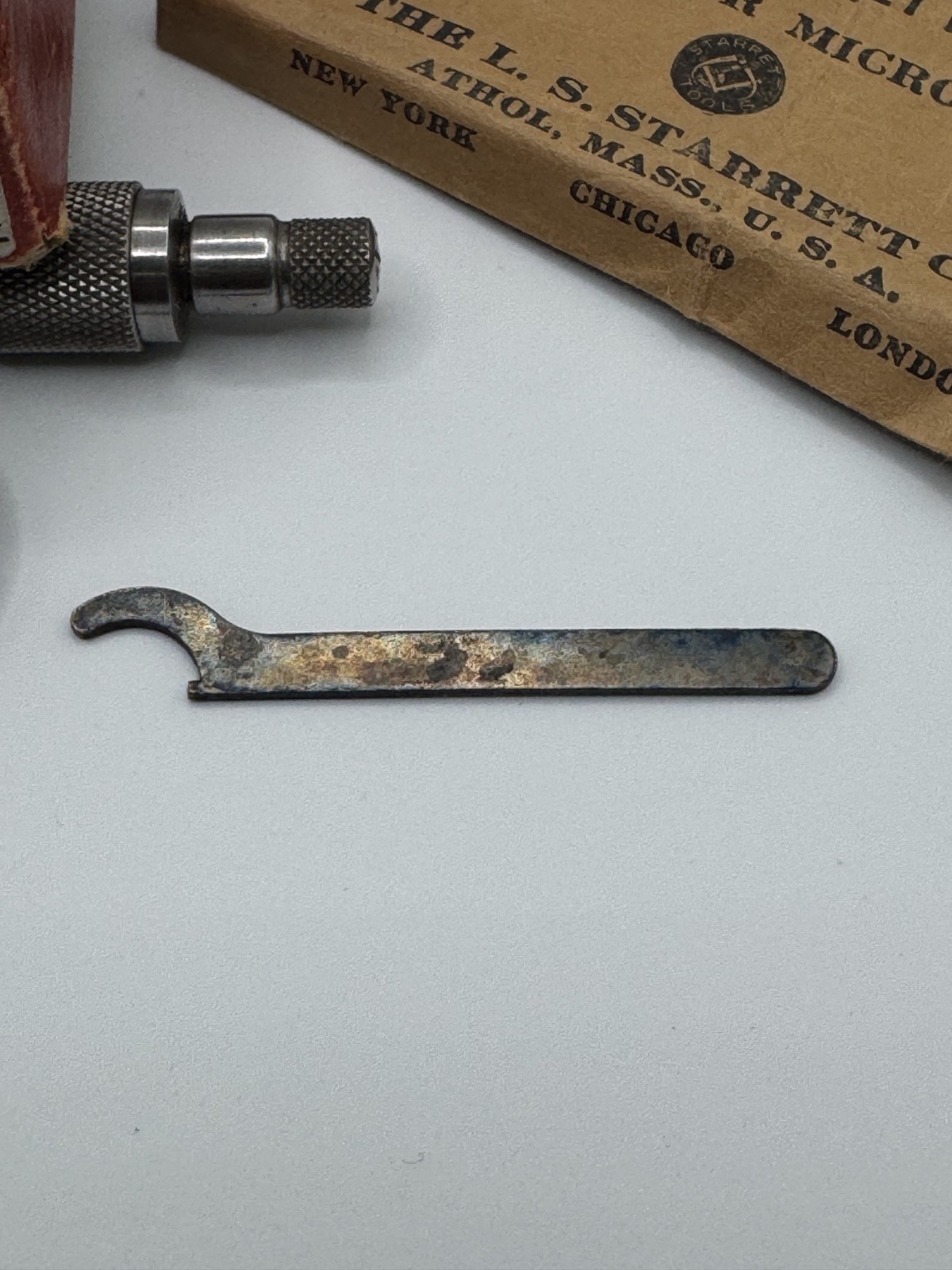 Starrett No. 223RL Paper Micrometer Complete w/ Case Manual Wrench Excellent USA