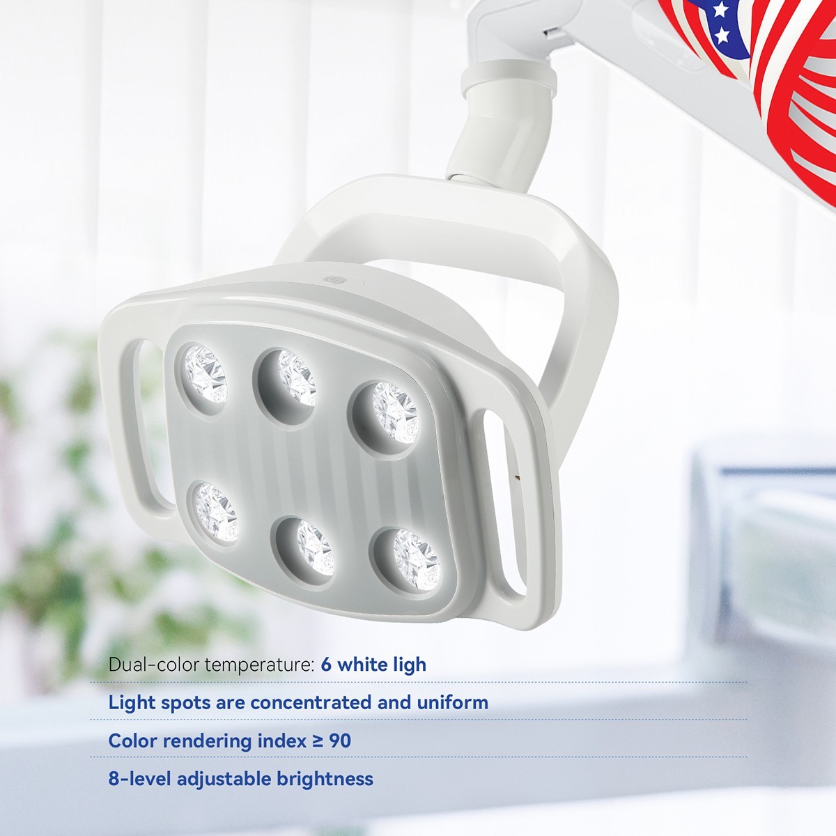 Dental 6 LEDs LED White Light Operating Lamp 30000lux Induction For Unit Chair