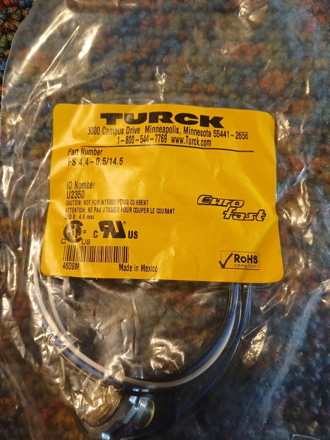 Turck FS4.4-0.5/14.5 U2350 Euro Fast Cordset