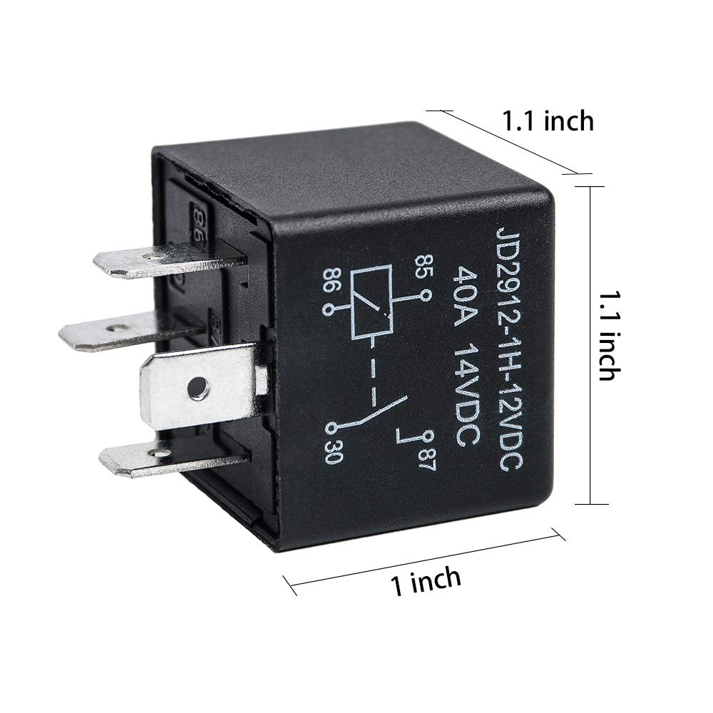 2 Pack Car Relay 4 Pin 12V 40 Amp 40A 14VDC, Car Relay Switch Auto Switches &