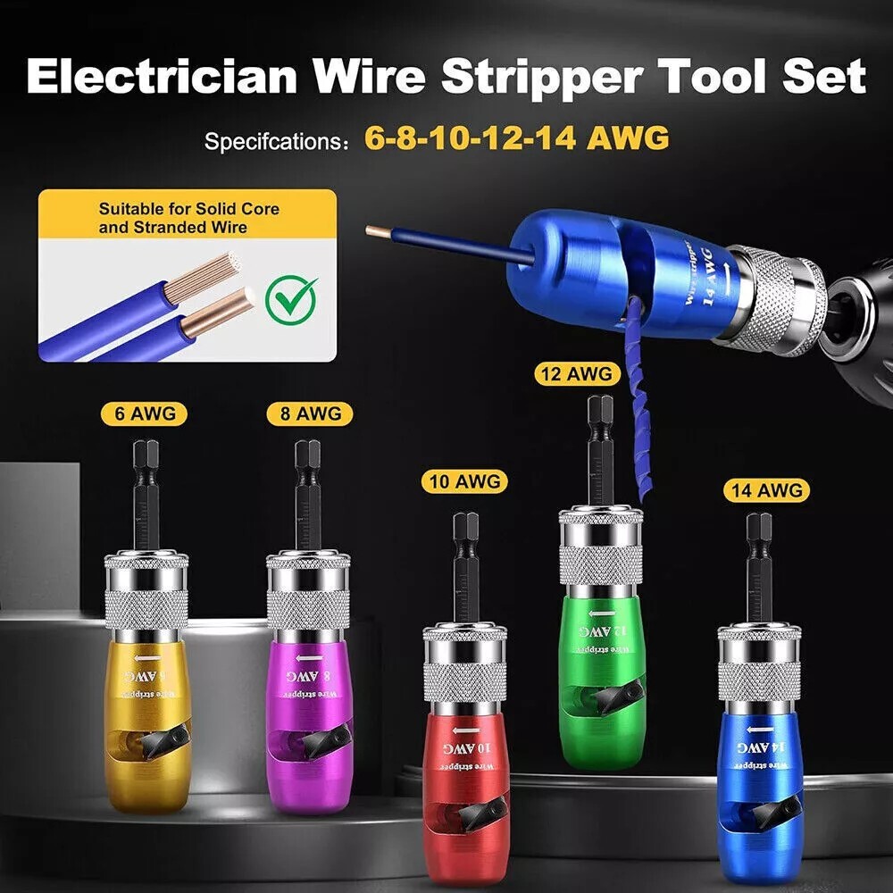 Wire Stripper For Drill Wire Stripping Twisting Tool Upgrade Electrical W/ Case