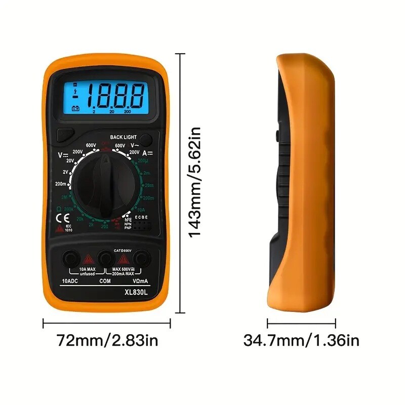 XL830L Digital Multimeter Handheld Multimeter Digital Beep Meter