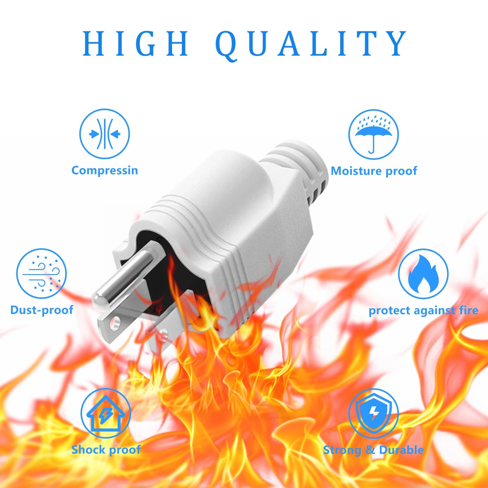 3-Prong Replacement Plug 3 Pack with Screwdriver, 15A 125V Male Power Plugs