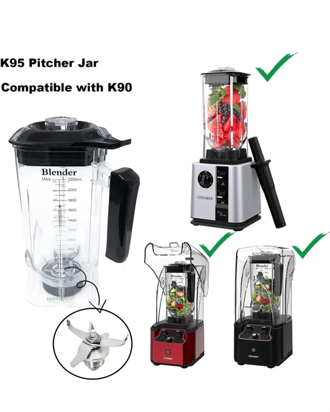 CRANDDI K90 80 oz Container Pitcher Replace for CRANDDI K90,K95 / Wantjoi K90