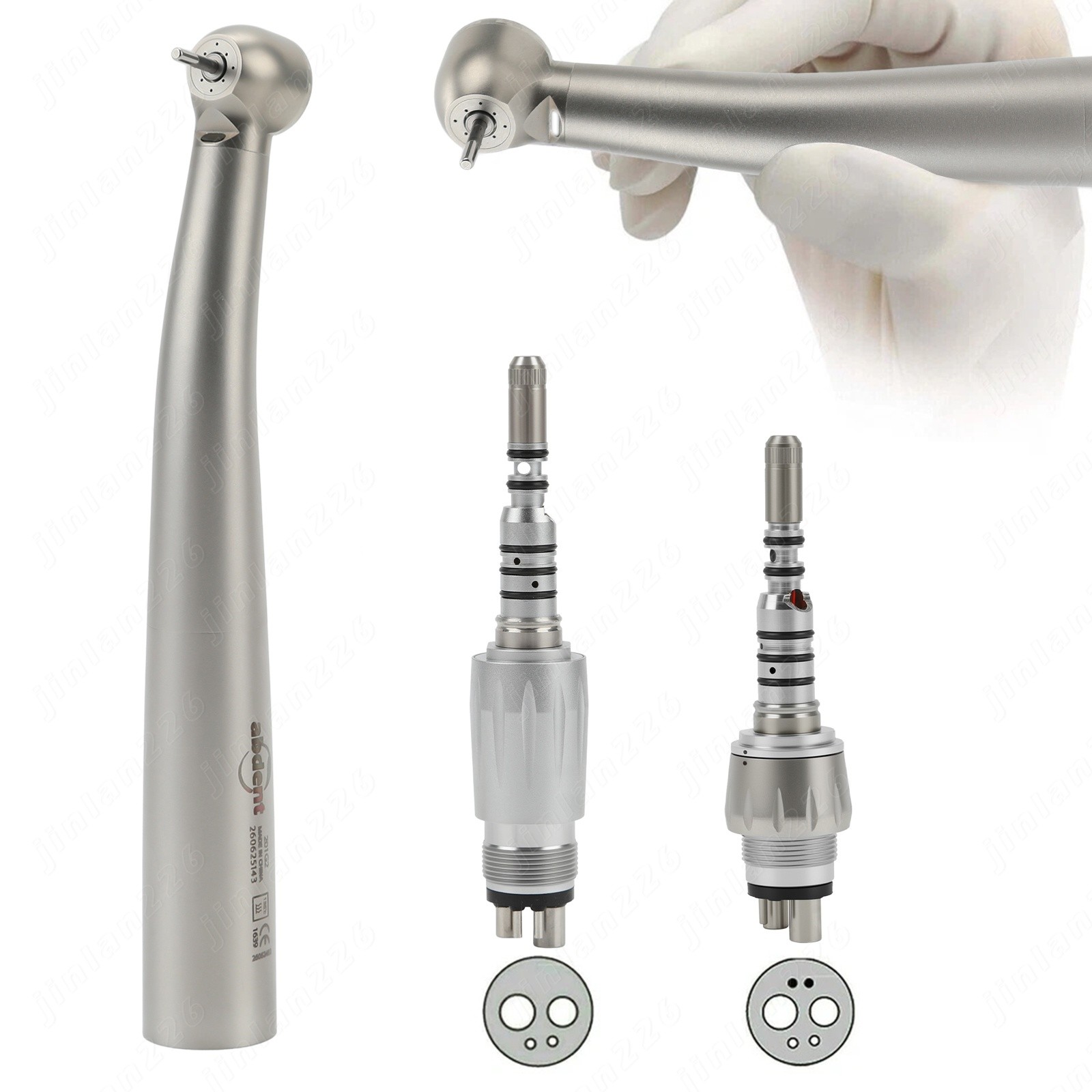 ABDENT Dental High Speed Handpiece With 4/6 Hole Quick Coupler 360° Swivel USA