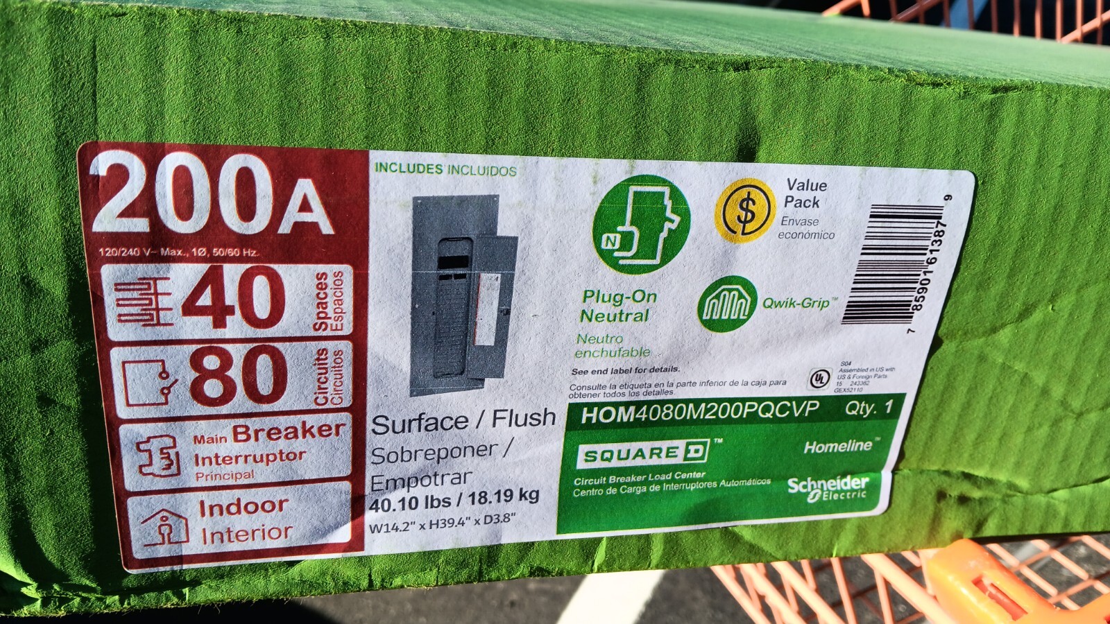 SQUARE D 200 amp breaker panel box, HOM4080M200PQCVP. $229.00 NEW.