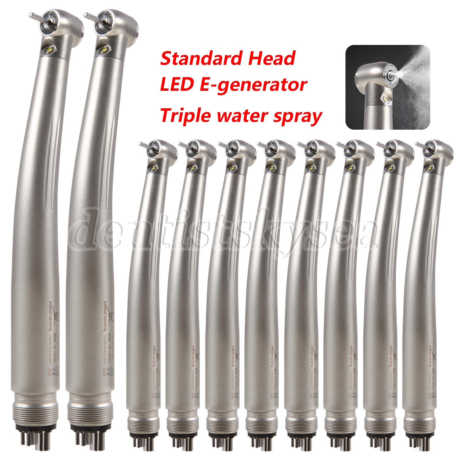 1/5/10 E-generator Dental LED Fiber Optic High Speed Handpiece 4H 3-Water Spray