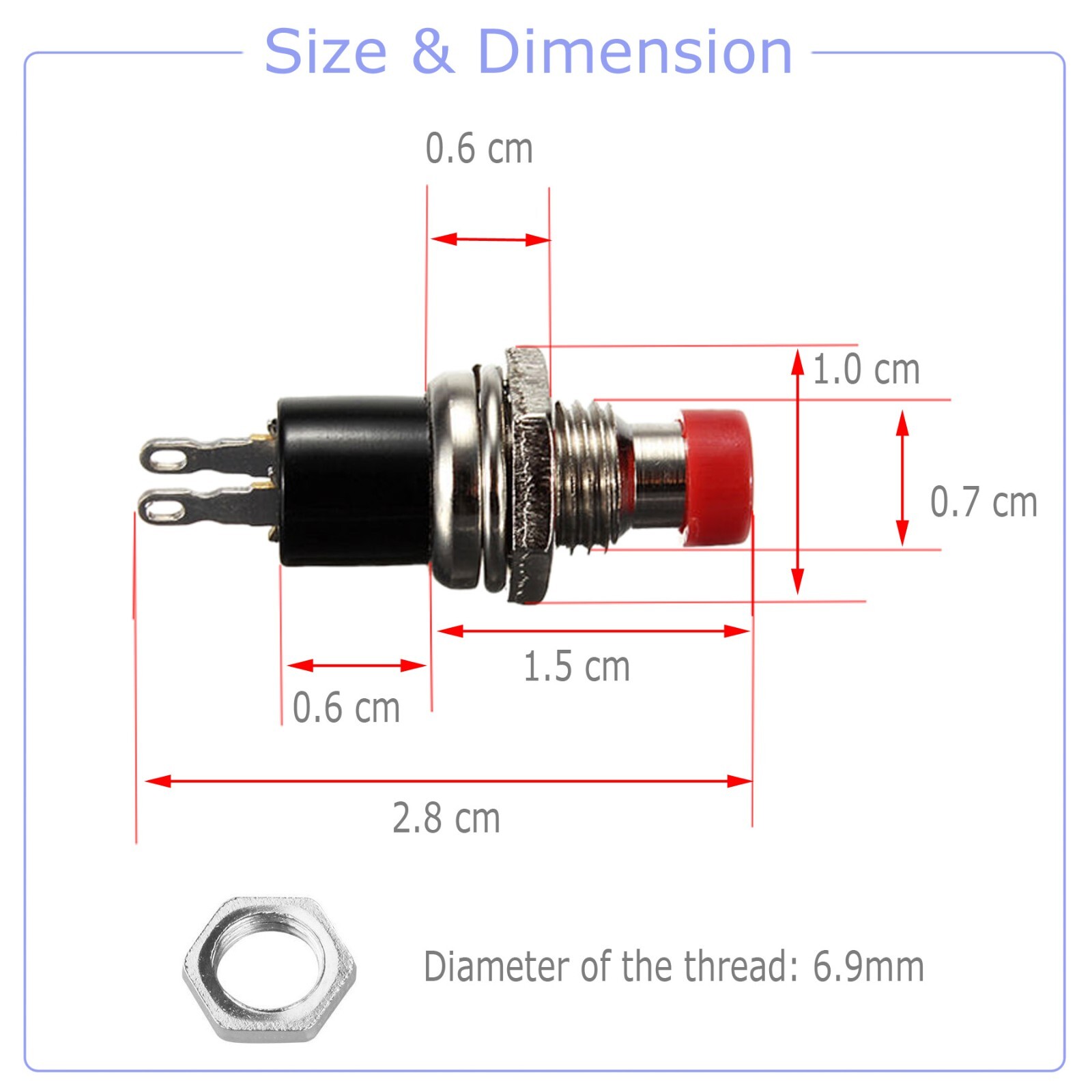 12Pcs Universal 1A 250V AC 2 Pins SPST Momentary Push Button On Off Micro Switch