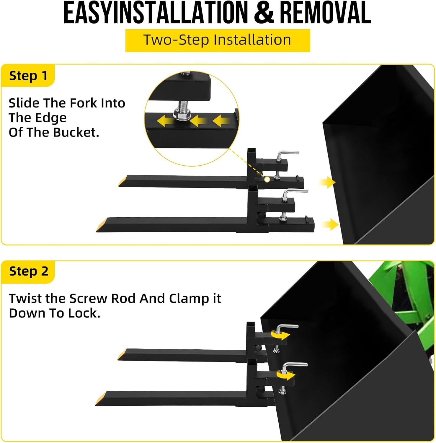 2000lbs 4000lbs Tractor Pallet Fork Bucket Clamp on Skid Steer Loader 43» 60»