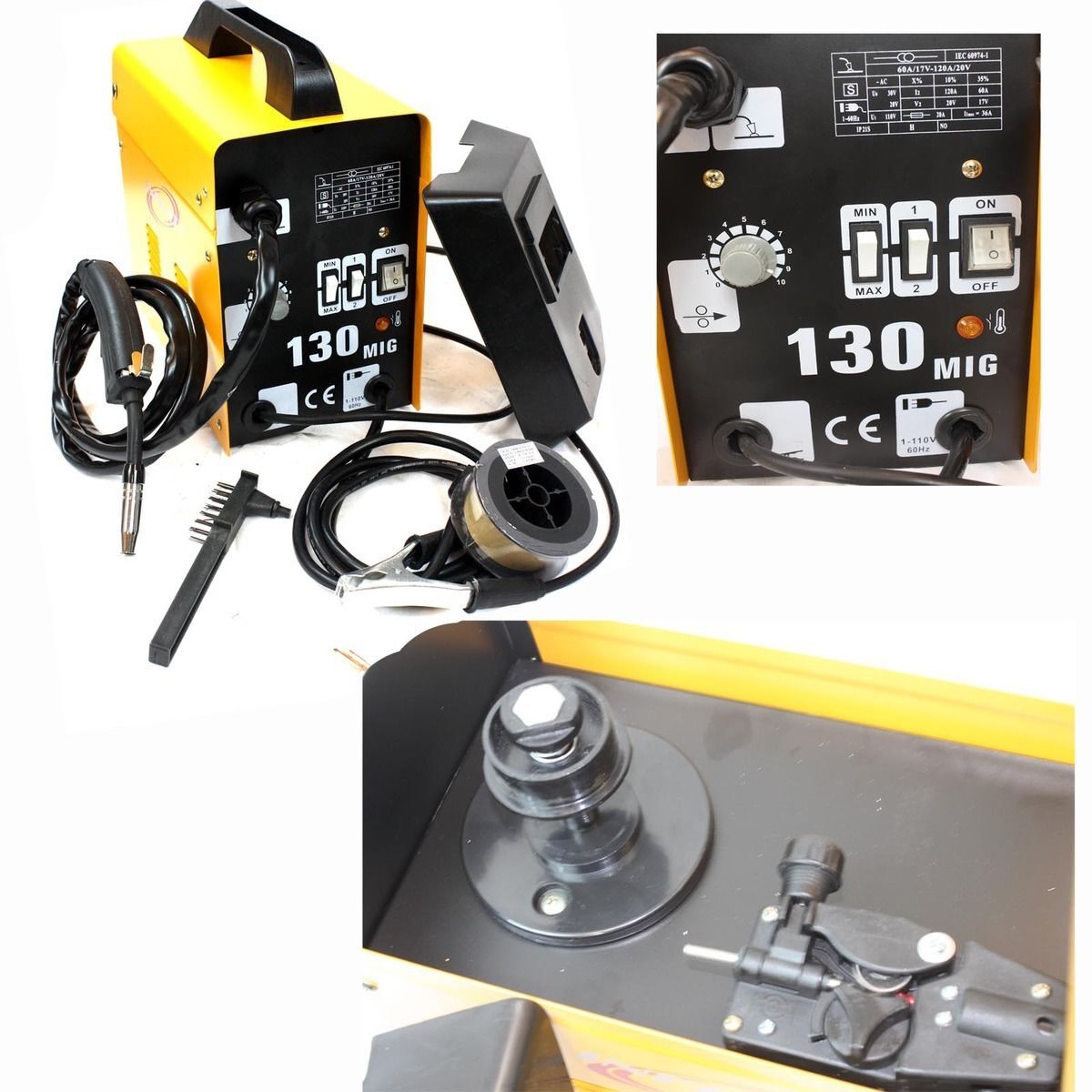 MIG 130 110V Gasless Welder Automatic Feed Flux Core Wire Welding Machine 120Amp