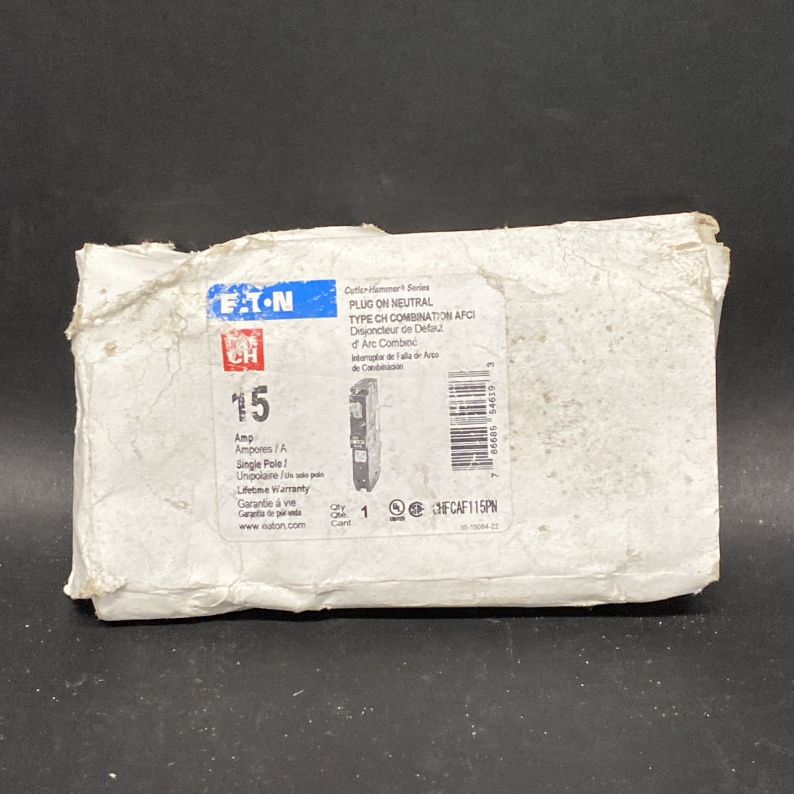 Eaton CHFCAF115PN 15A Plug-On Neutral Circuit Breaker Open Box YM