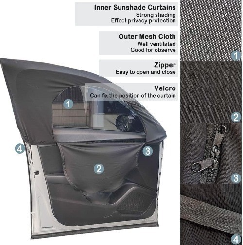 Upgrade Stretchable & Breathable Car Window Shade – Ov Color: Rear window/2pcs