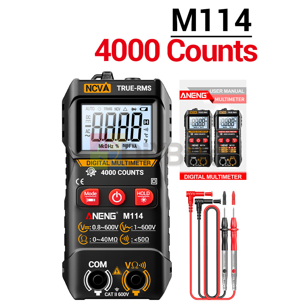 ANENG M114 M115 Automatic Voltmeter AC/DC Ohm NCV Digital Multimeter 4000 Counts