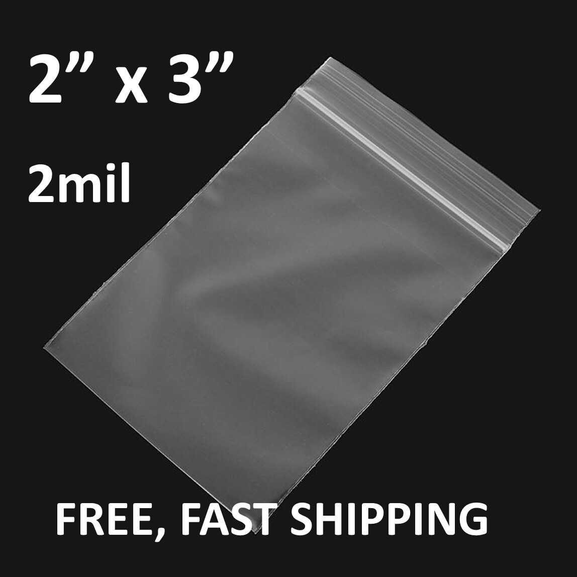 2″x 3″ Clear 2 Mil Plastic Zip Seal Bag Reclosable Top Lock 2Mil Small Baggies