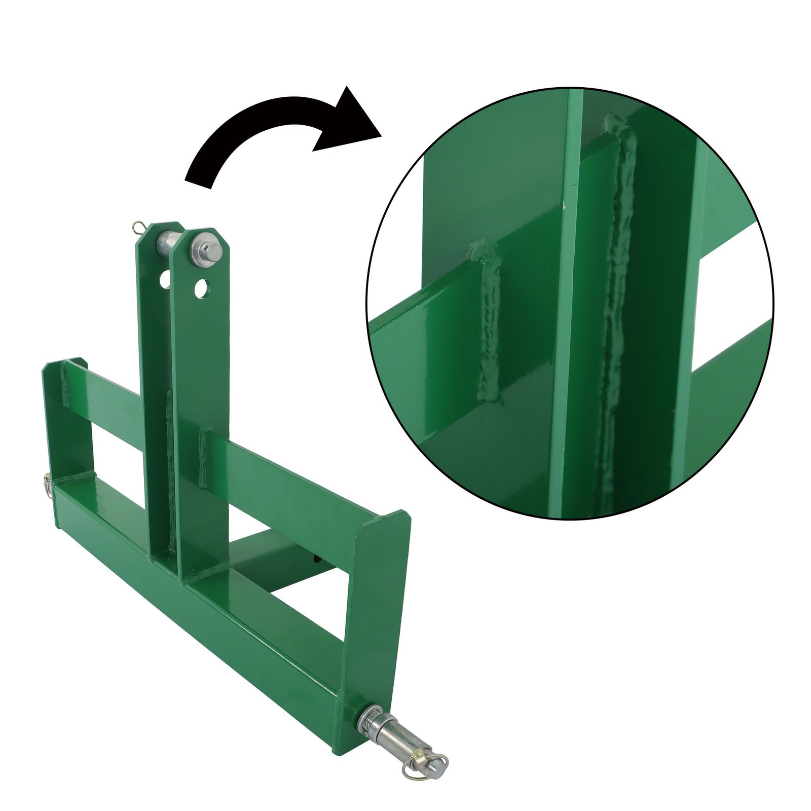 3 Point 2″ Receiver Hitch Drawbar Tractor For CAT 1 W/Suitcase Weight Brackets