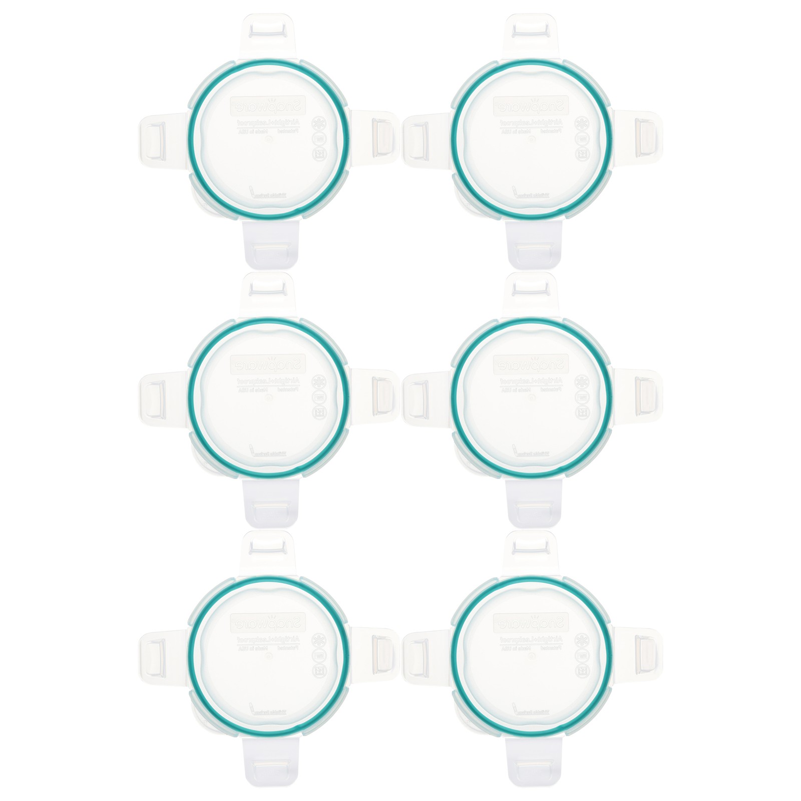 Snapware 7202R 1-Cup Clear Total Solutions Lid w/ Teal Blue Gasket (6-Pack)