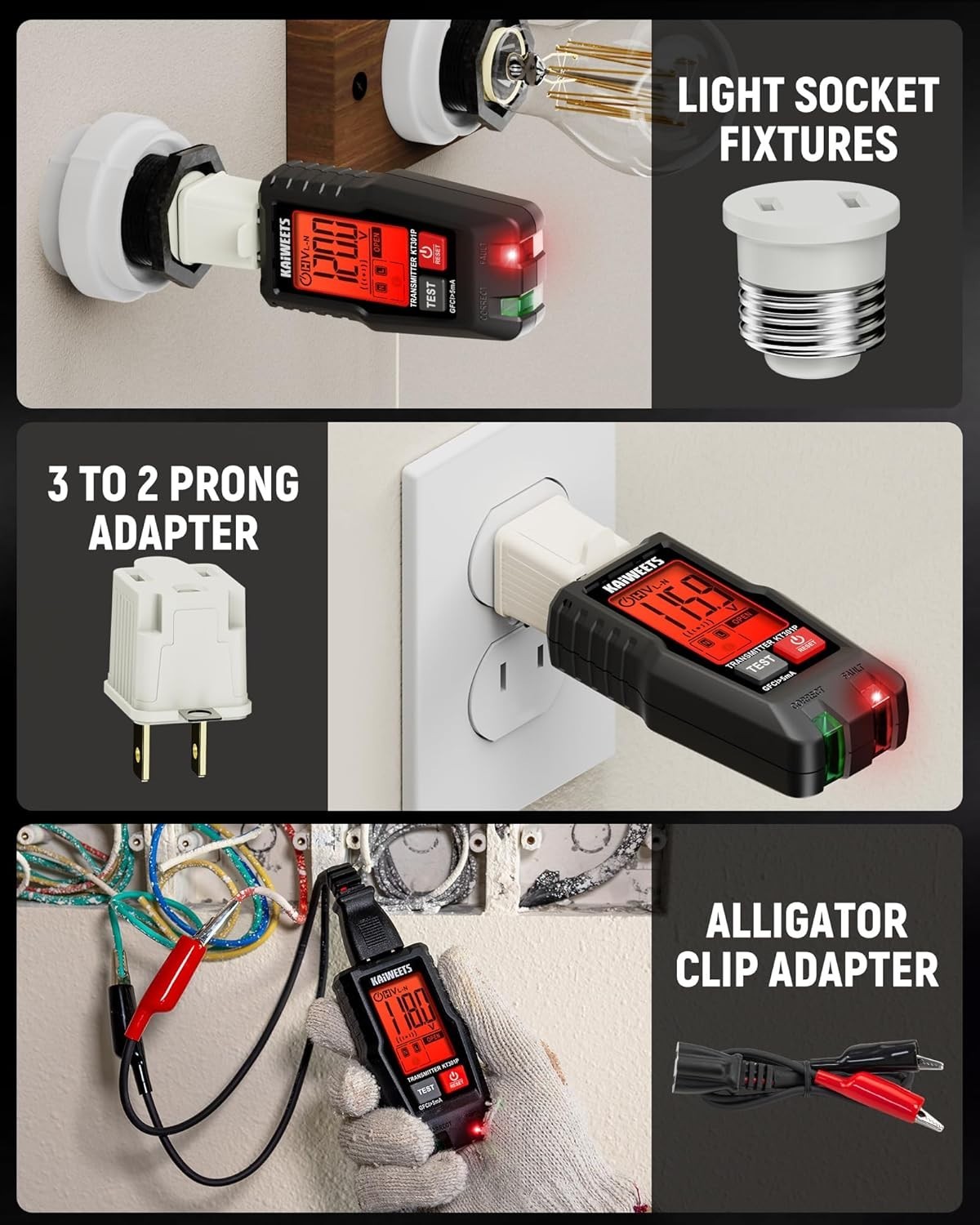 Circuit Breaker Finder with LCD Display, GFCI Outlet Tester, Electrical Circu…