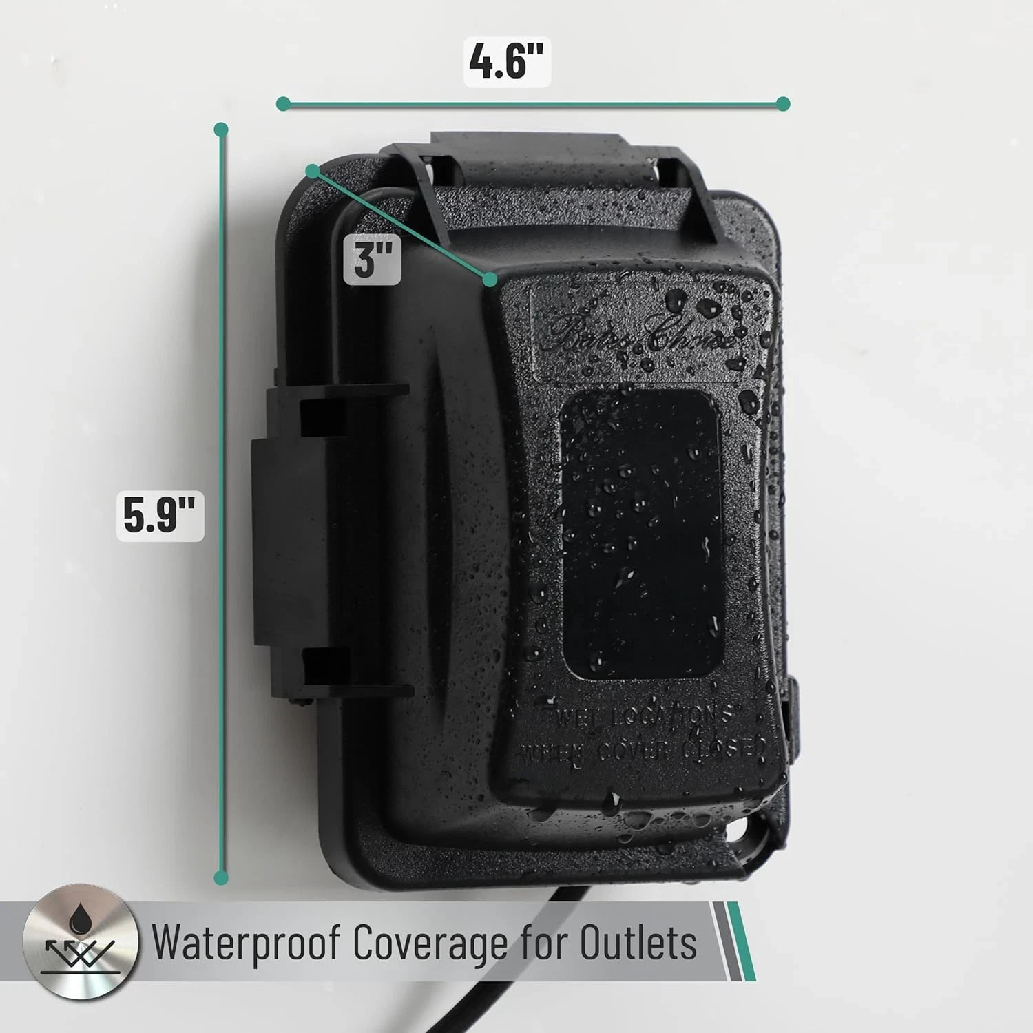 Bates Weatherproof Outdoor Outlet Cover 1-Gang Electrical Receptacle Black