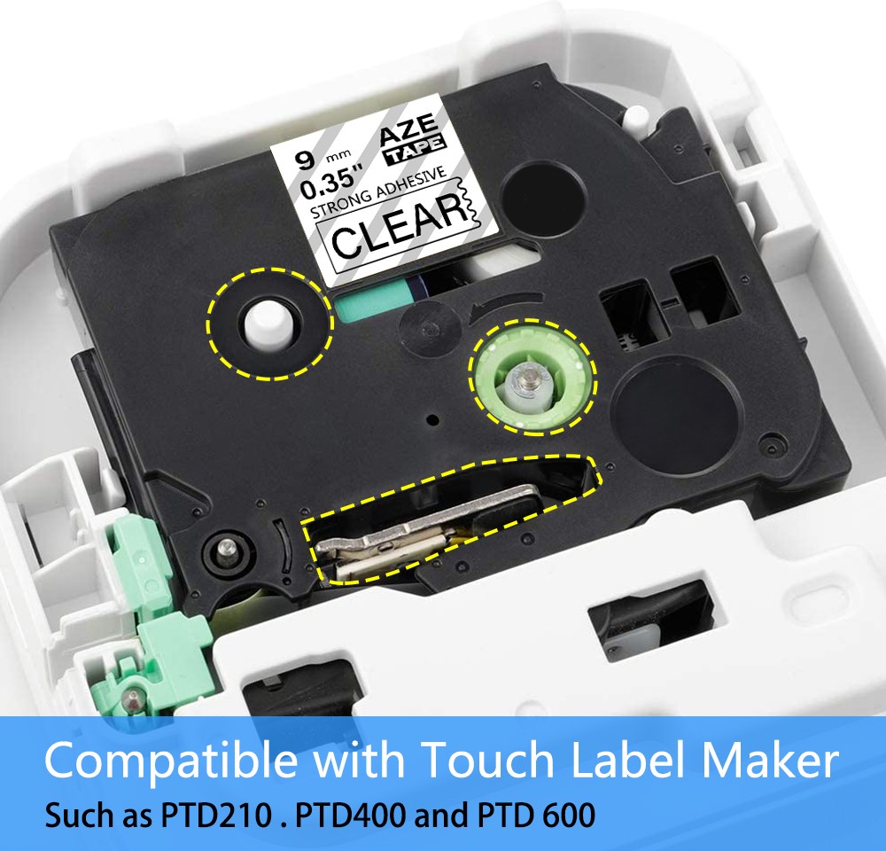 20x TZe-121 Black on Clear 9mm Label Tapes Compatible For Brother PT-D400AD