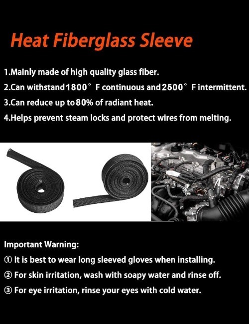 Heat Shield Sleeve Fuel Line Heat Shield Auto Color: BlackSize: 3/4 I.D.X10FT