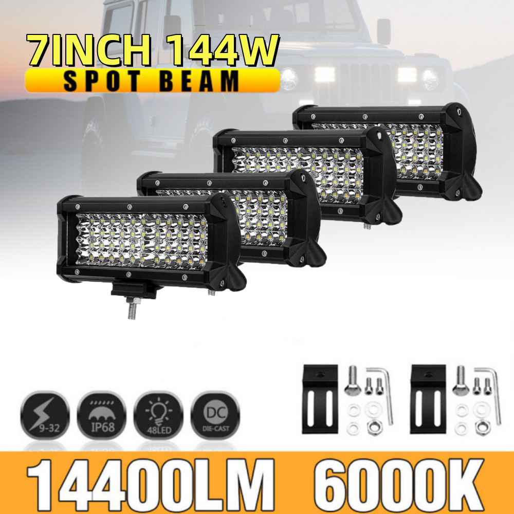 4x 7″inch LED Work Light Bar Flood Spot Offroad Fog Lamp For 4WD ATV SUV Truck