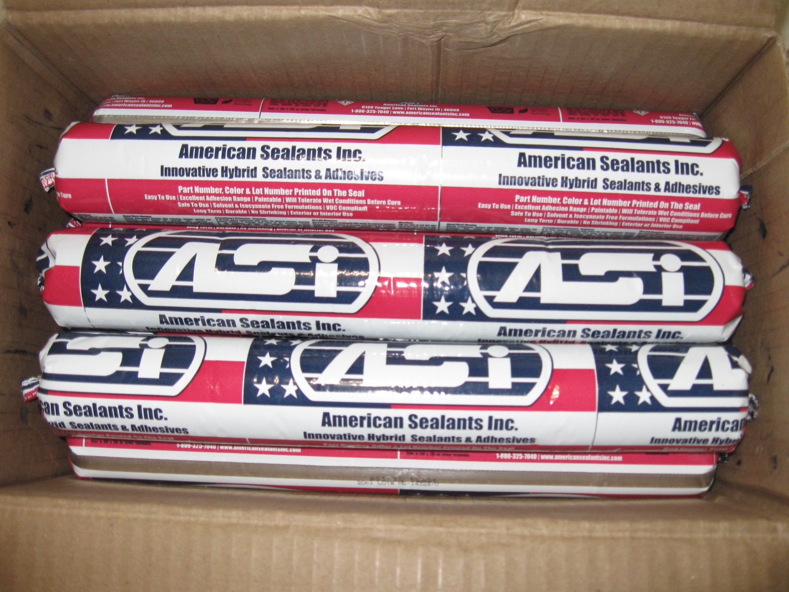 6 Pack- ASI-55 Industrial & Construction Sealant / Adhesive Sausage- Black 20 oz