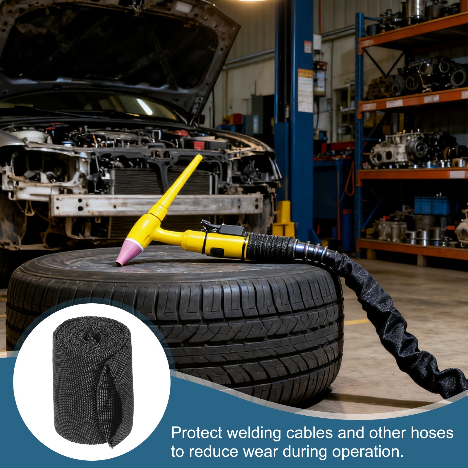 1.7″ ID 3FT Black Nylon Protective Hose Sleeve Cable Cover Sheath Hose Wrap