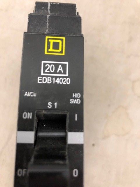 Square D EDB14020 circuit breaker 277 volt, 20 Amp