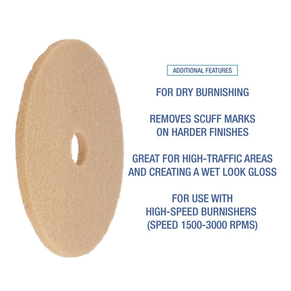Boardwalk 4027ULT 27 in. Burnishing Floor Pads – Tan (5/Carton) New