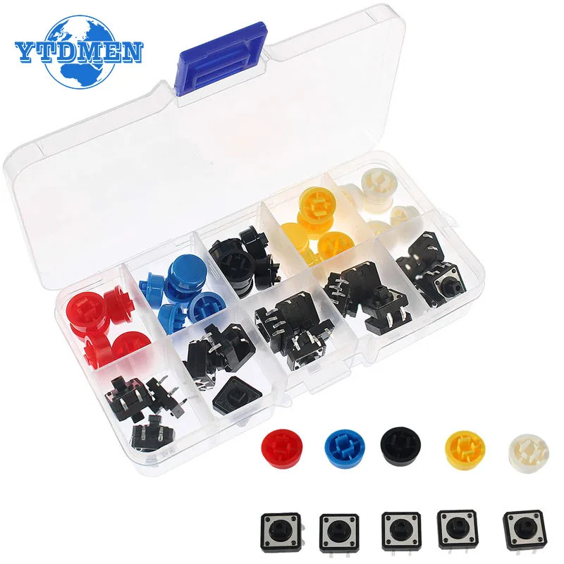 25Pack 12×12×7.3mm Tact Momentary Micro Switch Tactile Push Button Kit DIP 4P US
