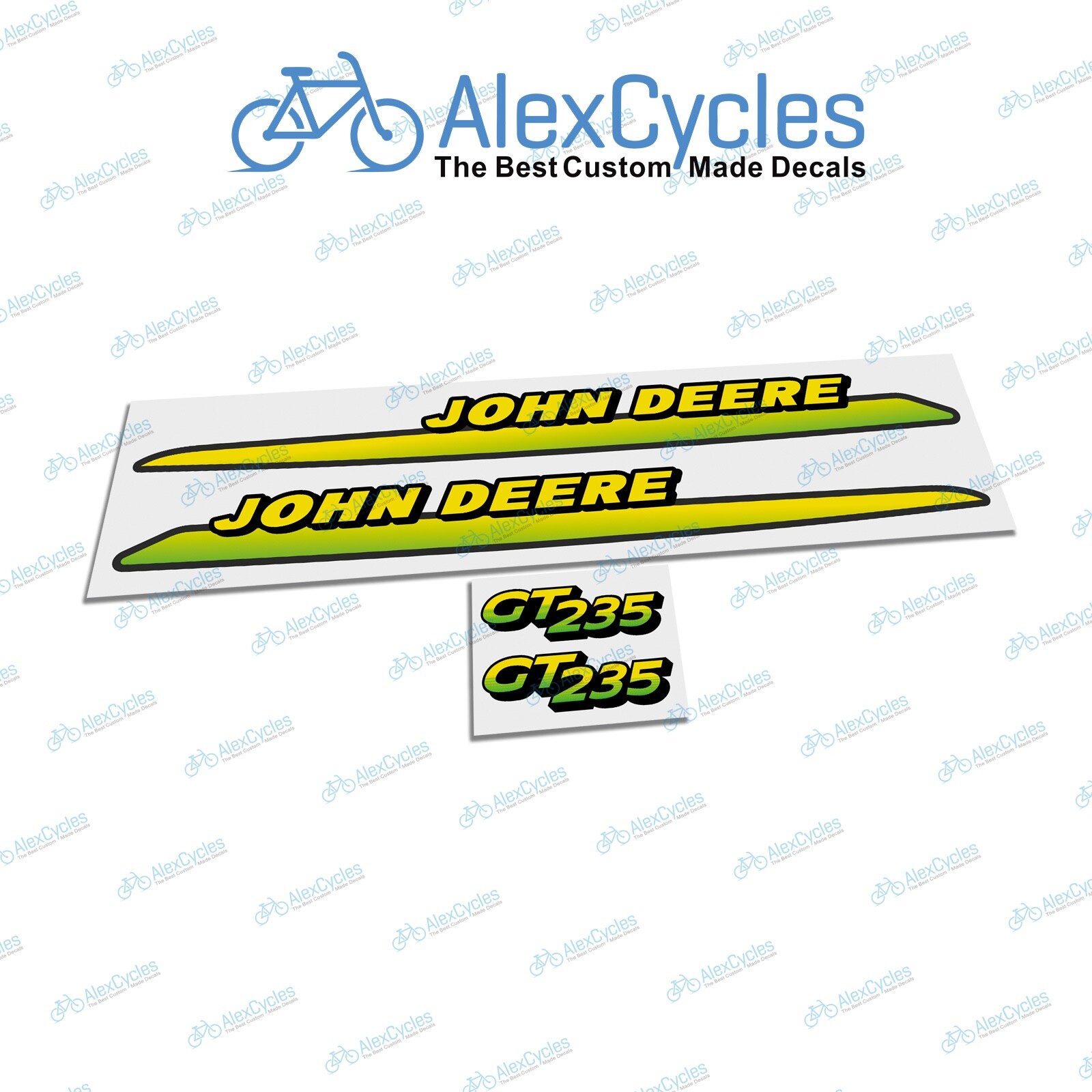 John Deere GT235 Stripes Lower Hood Laminated Decals Stickers Set M126056 Set