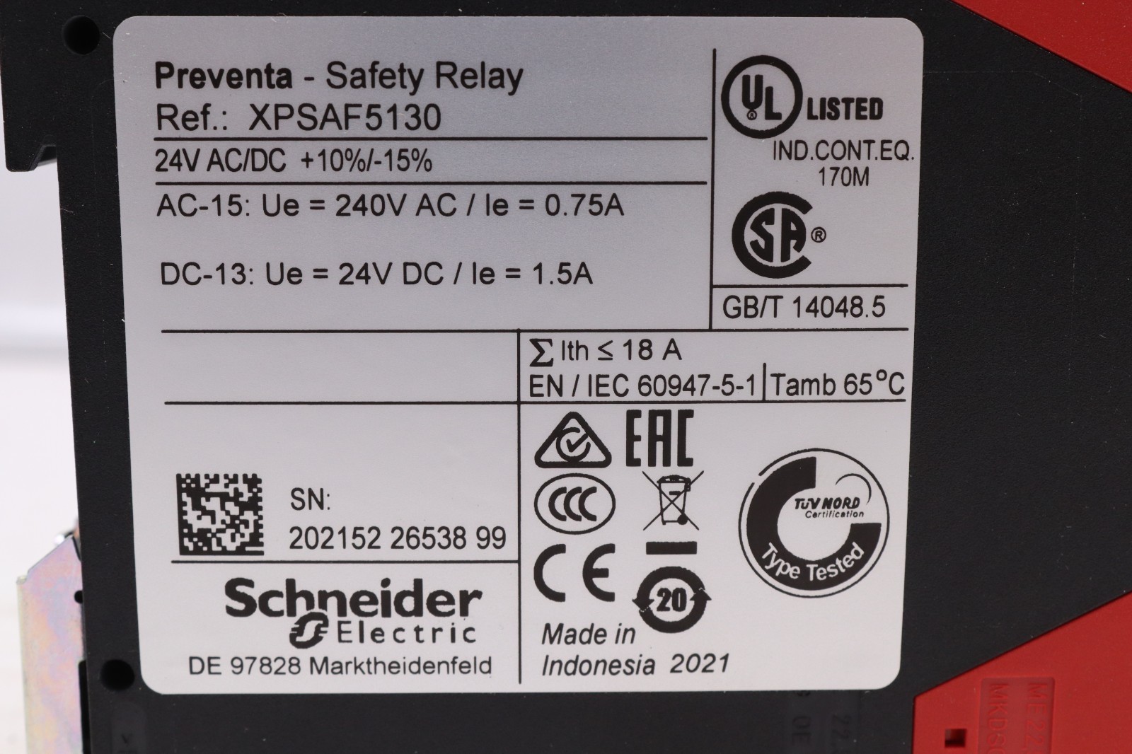 Schneider Electric XPSAF5130 Safety Relay MADE IN INDONESIA