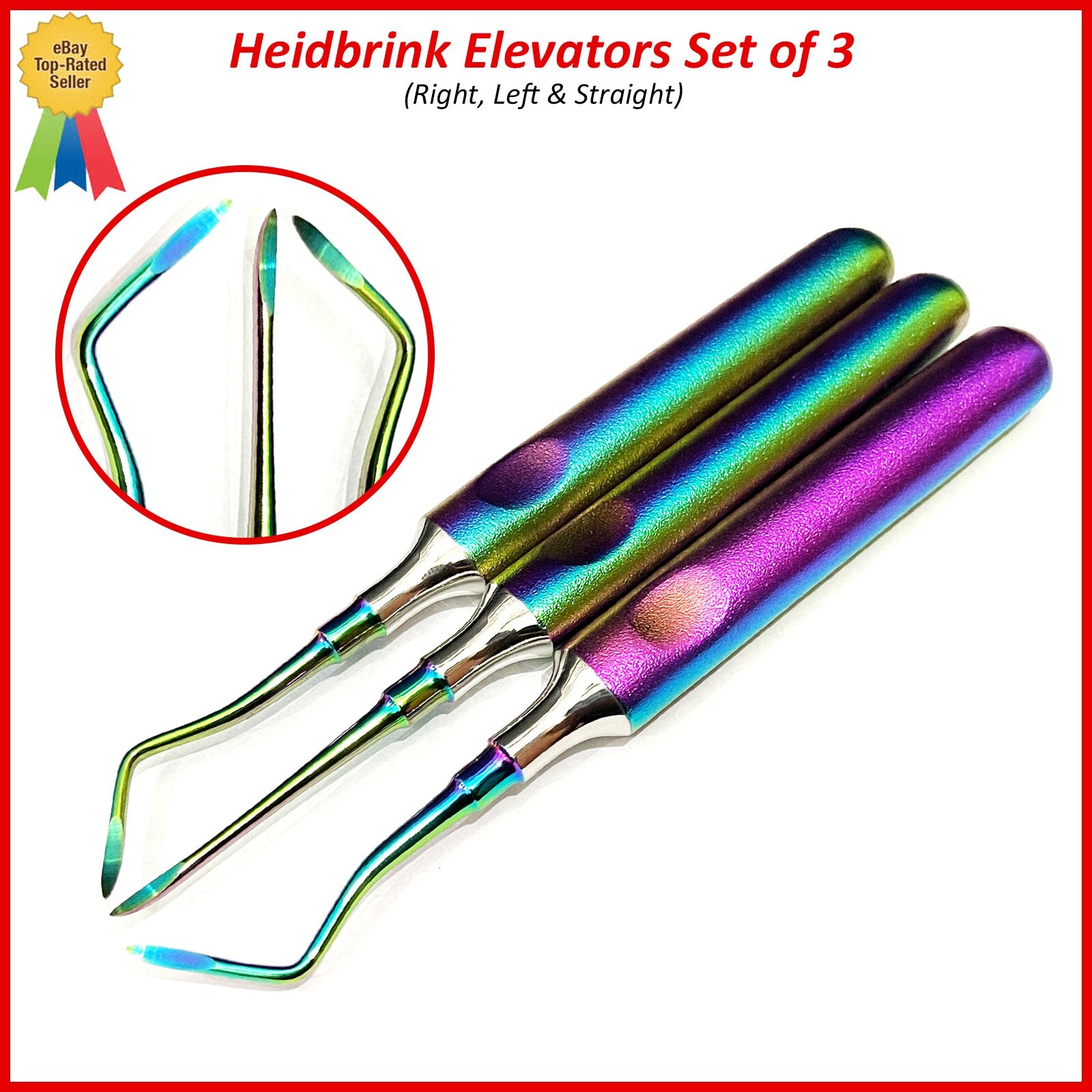 3 Pcs Dental Root Elevators Multi HEIDBRINK Oral Surgery Luxating Root Elevators