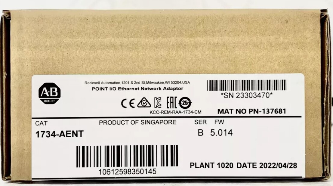 NEW Unopened AB 1734-AENT /B POINT I/O Ethernet Network Adaptor 1734AENT PLC US