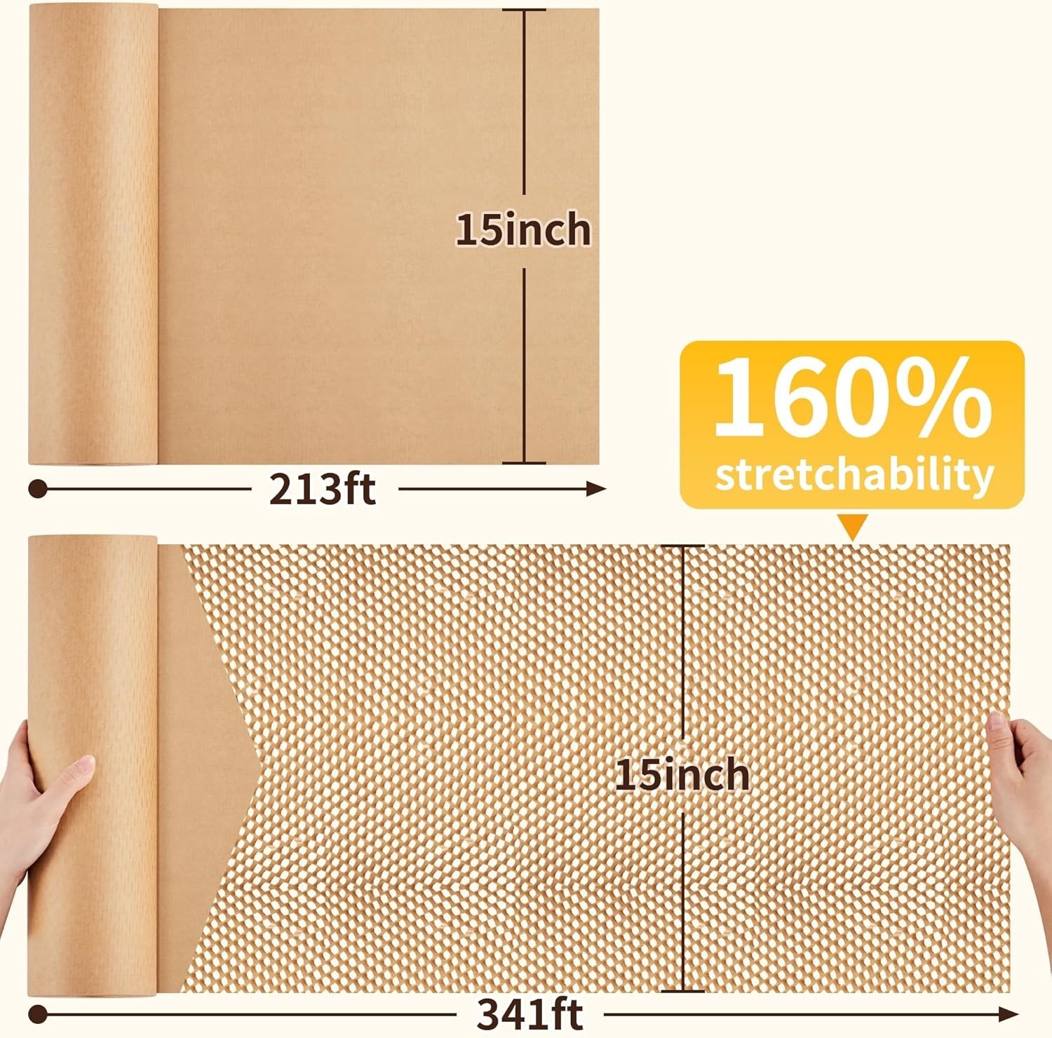 Honeycomb Packing Paper Bubble Wrap Roll 15x213ft Eco-Friendly Moving Supplies